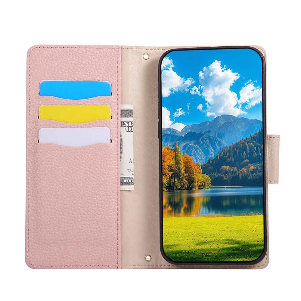 For Google Pixel 11 Pro Case Zipper Wallet Color Splicing TPU PU Leather Flip Phone Cover with Strap - Pink - 2