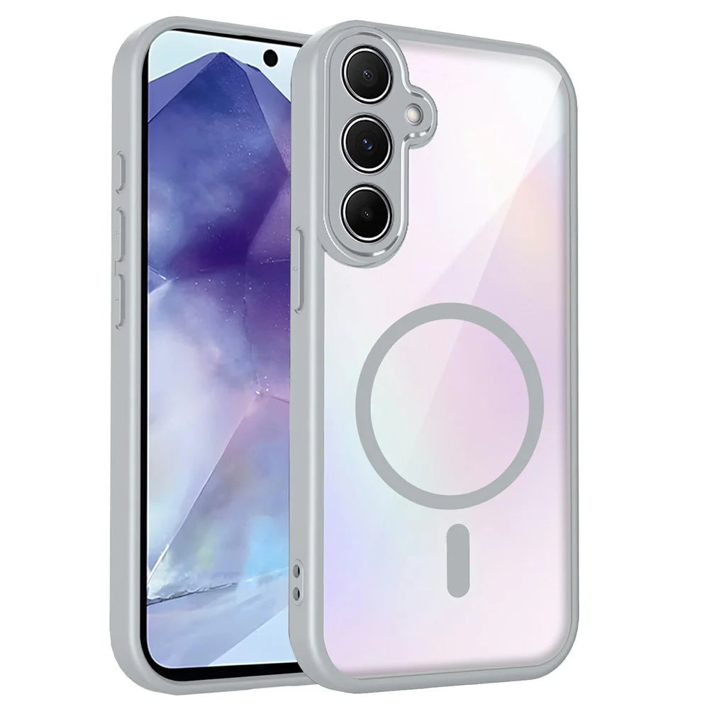 For Samsung Galaxy S26 FE  /  S25 FE Magnetic Case Transparent PC + TPU Shockproof Skin-friendly Phone Cover - Grey - 1
