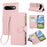 For Google Pixel 11 Pro Case Zipper Wallet Leather Phone Cover with Wrist Strap - Pink - 1