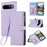 For Google Pixel 11 Case Multi Card Slots Zipper Rhombus Leather Phone Cover with Wrist Strap - Purple - 1