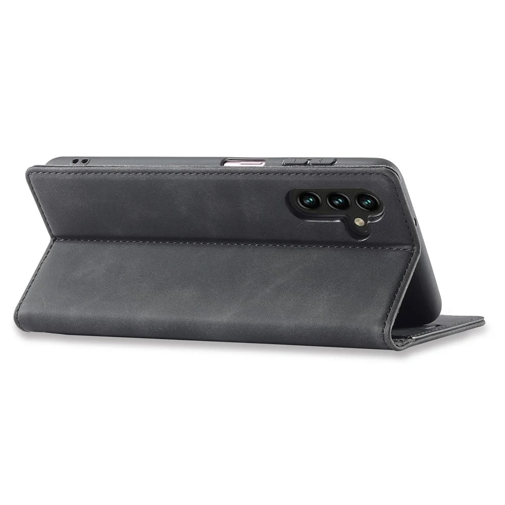 LC.IMEEKE For Samsung Galaxy S26 FE Case Wallet Microfiber Leather Phone Cover - Black - 4