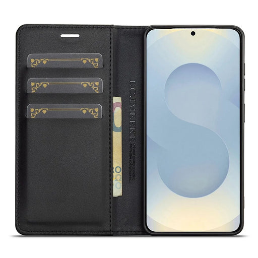 LC.IMEEKE Wallet Case for Samsung Galaxy S26 FE Carbon Fiber Texture Leather Phone Cover - Horizontal Stripe - 2