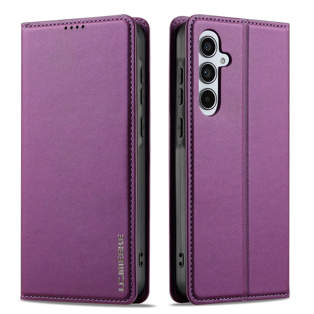 LC.IMEEKE L1 Series for Samsung Galaxy S26 FE Case PU Leather Wallet Stand Protective Phone Cover - Purple - 1