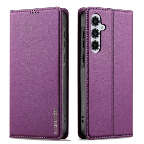 LC.IMEEKE L1 Series for Samsung Galaxy S26 FE Case PU Leather Wallet Stand Protective Phone Cover - Purple - 1