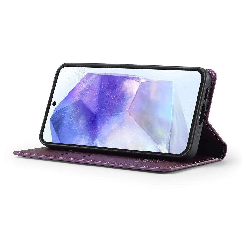 LC.IMEEKE L1 Series for Samsung Galaxy S26 FE Case PU Leather Wallet Stand Protective Phone Cover - Purple - 2