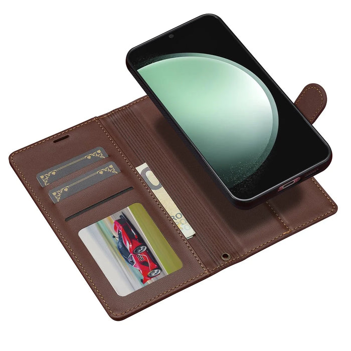 LC.IMEEKE L2 Series for Samsung Galaxy S26 FE Case PU Leather Wallet Detachable Magnetic Phone Cover - Brown - 6