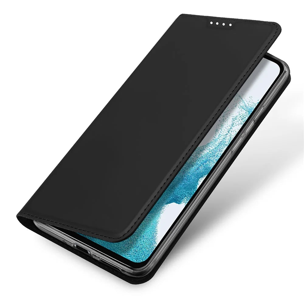DUX DUCIS Skin Pro Series Anti-shock PU Leather Phone Case for Samsung Galaxy A54 5G, Magnetic Closure Stand Cover Phone Shell with Card Slot - Black - 4