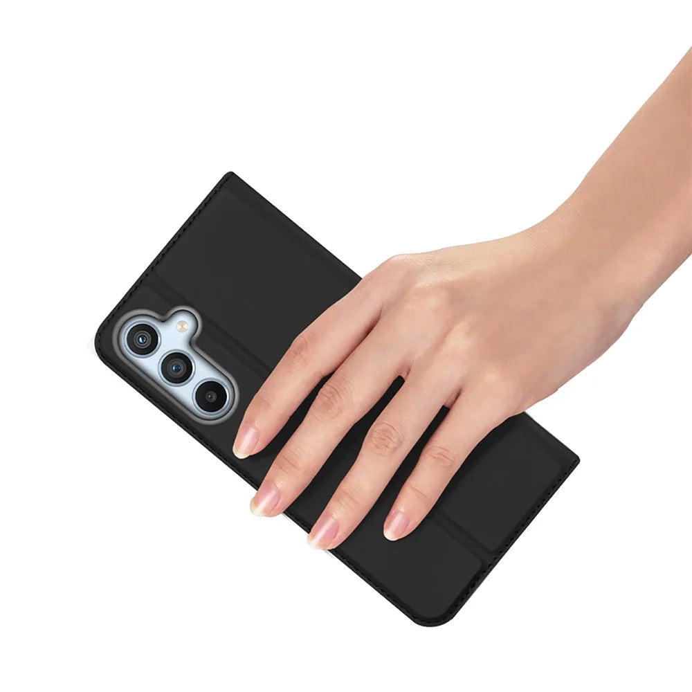 DUX DUCIS Skin Pro Series Anti-shock PU Leather Phone Case for Samsung Galaxy A54 5G, Magnetic Closure Stand Cover Phone Shell with Card Slot - Black - 5