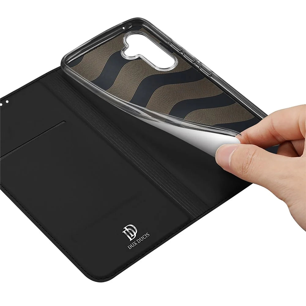 DUX DUCIS Skin Pro Series Anti-shock PU Leather Phone Case for Samsung Galaxy A54 5G, Magnetic Closure Stand Cover Phone Shell with Card Slot - Black - 6