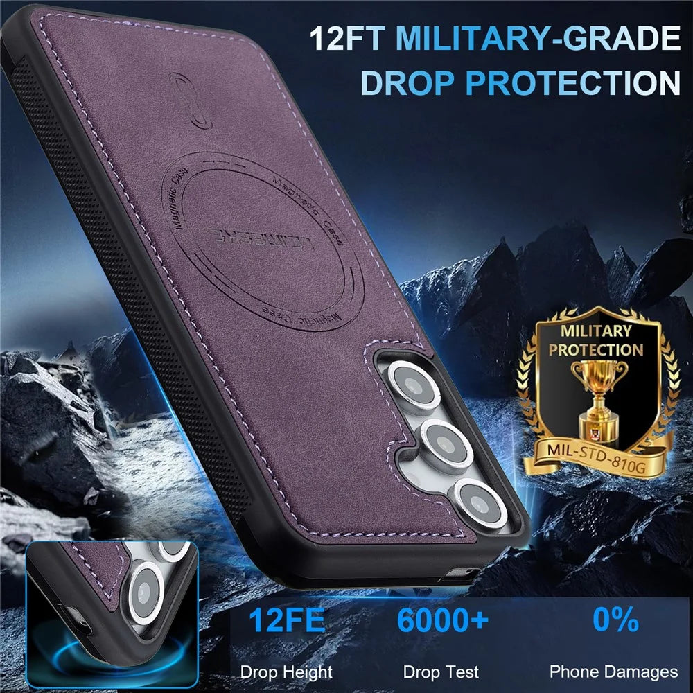 LC.IMEEKE L6 For Samsung Galaxy S26 FE Magnetic Case PU Leather Coated PC TPU Phone Cover - Purple - 2