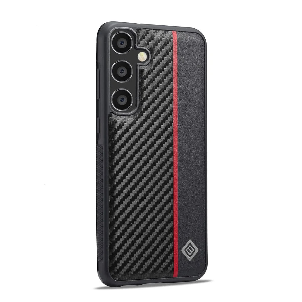 LC.IMEEKE For Samsung Galaxy S26 FE Case Carbon Fiber Texture Leather + TPU + EVA Phone Cover - Vertical Stripe - 4