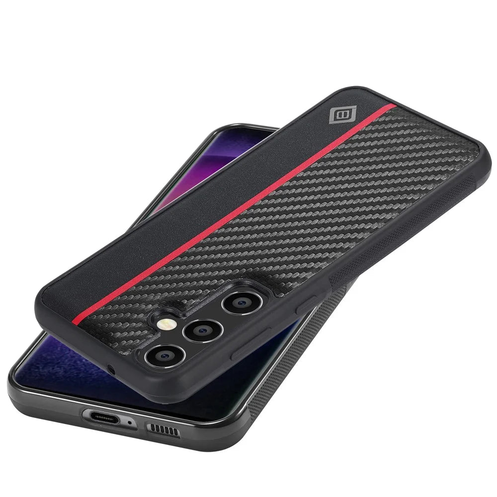 LC.IMEEKE For Samsung Galaxy S26 FE Case Carbon Fiber Texture Leather + TPU + EVA Phone Cover - Vertical Stripe - 7