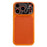 For iPhone 17 Pro TPU Case Genuine Cow Leather Litchi Texture + Snake Texture Protective Cover - Orange - 1