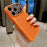 For iPhone 17 Pro Max TPU Case Genuine Cow Leather Litchi Texture + Snake Texture Protective Cover - Orange - 4