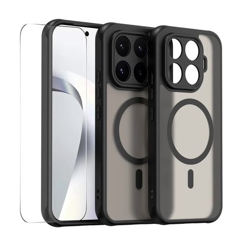 HAT PRINCE for Xiaomi 17T Pro ENKAY  Magnetic Case with Tempered Glass Support Ultrasonic Unlocking PC TPU Matte Phone Cover - Black - 1