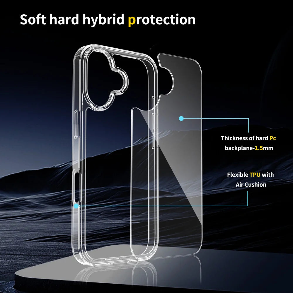 For iPhone 18 Clear Phone Case TPU+Acrylic Shockproof Phone Back Cover - Clear - 4
