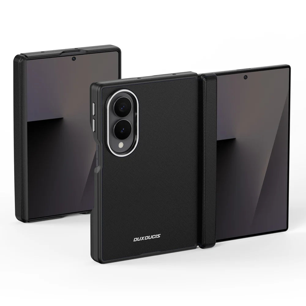 DUX DUCIS for Samsung Galaxy Z Fold8 VYNE Series Magnetic Case Electroplating PU Leather + TPU Protective Cover - Black - 1