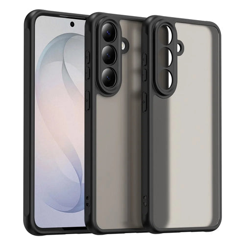 For Samsung Galaxy S26 FE Case Drop Proof Airbags Frosted Translucent PC + TPU Phone Back Cover - Black - 1