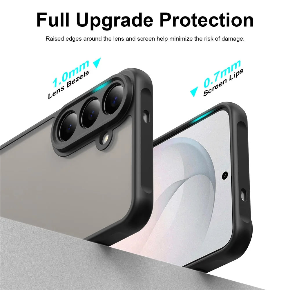 For Samsung Galaxy S26 FE Case Drop Proof Airbags Frosted Translucent PC + TPU Phone Back Cover - Black - 3