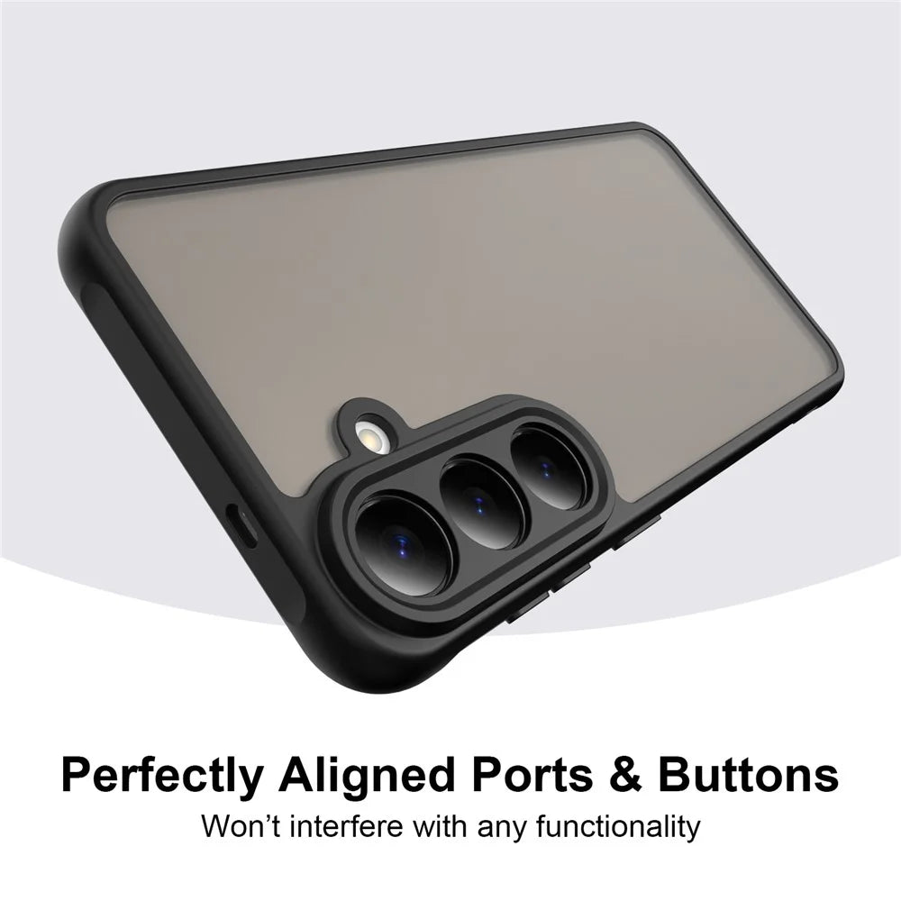 For Samsung Galaxy S26 FE Case Drop Proof Airbags Frosted Translucent PC + TPU Phone Back Cover - Black - 5