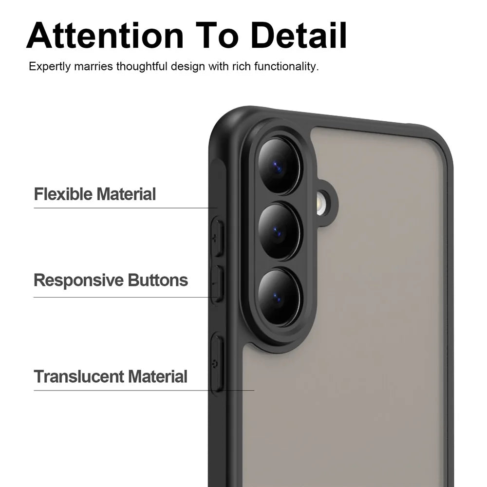 For Samsung Galaxy S26 FE Case Drop Proof Airbags Frosted Translucent PC + TPU Phone Back Cover - Black - 7