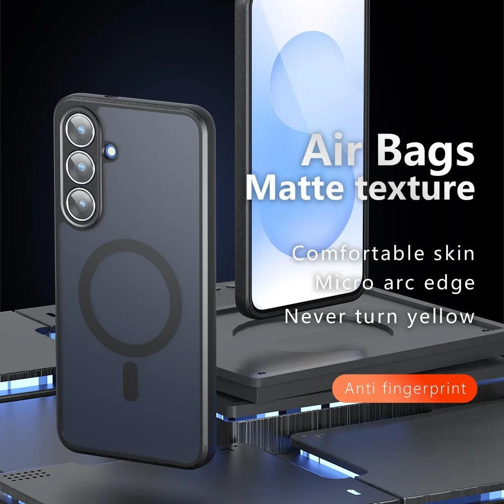 For Samsung Galaxy S26 FE Magnetic Case TPU + PC Matte Skin Touch Phone Cover - Black - 4
