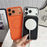 For iPhone 17 Pro Max Magnetic Case Litchi Texture PU Leather Coated PC + TPU Phone Back Cover - Orange - 3