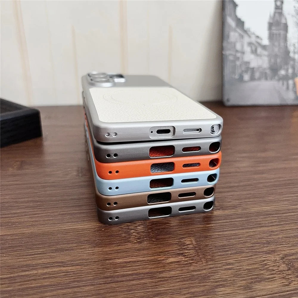 For Samsung Galaxy S26 Ultra Magnetic Case Litchi Texture PU Leather Coated PC + TPU Phone Back Cover - Matte Grey - 5
