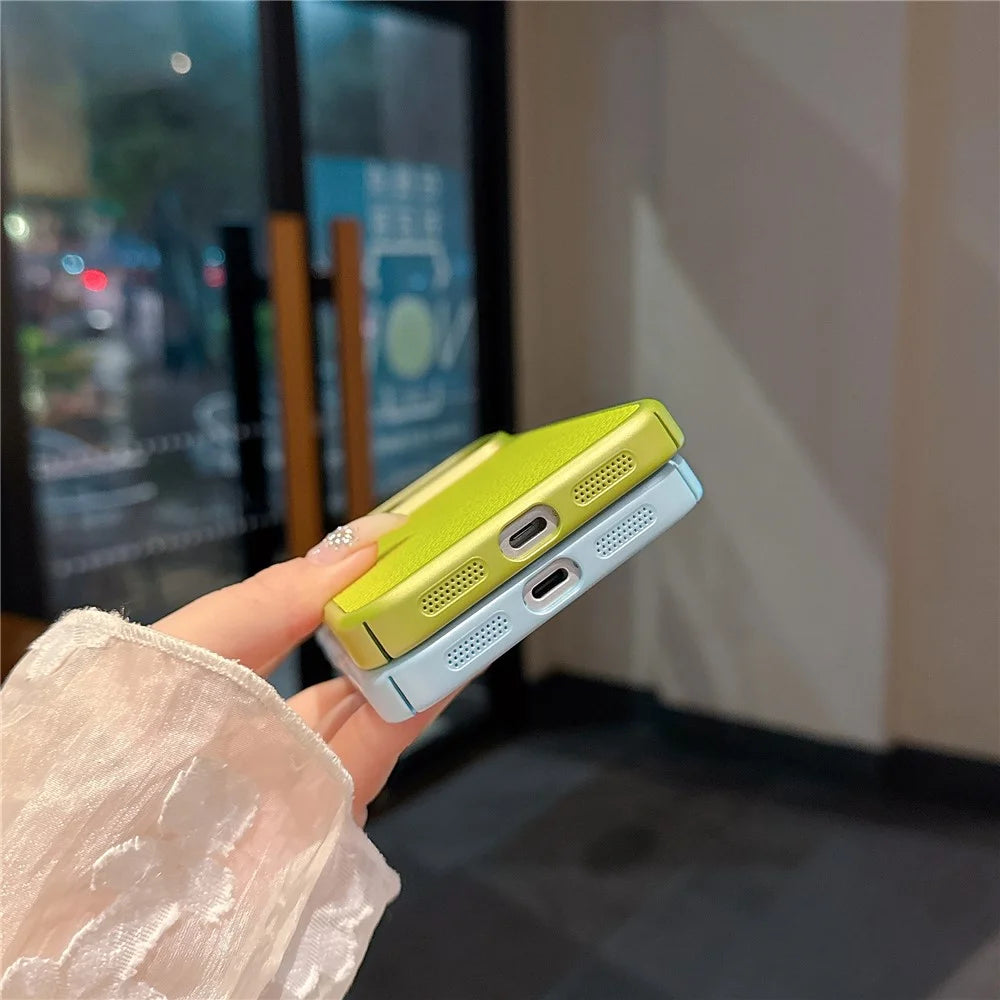 For iPhone 17 Pro Max Magnetic Case Metal Paint Litchi Texture Leather Coated PC + TPU Phone Cover - Lime Green - 6