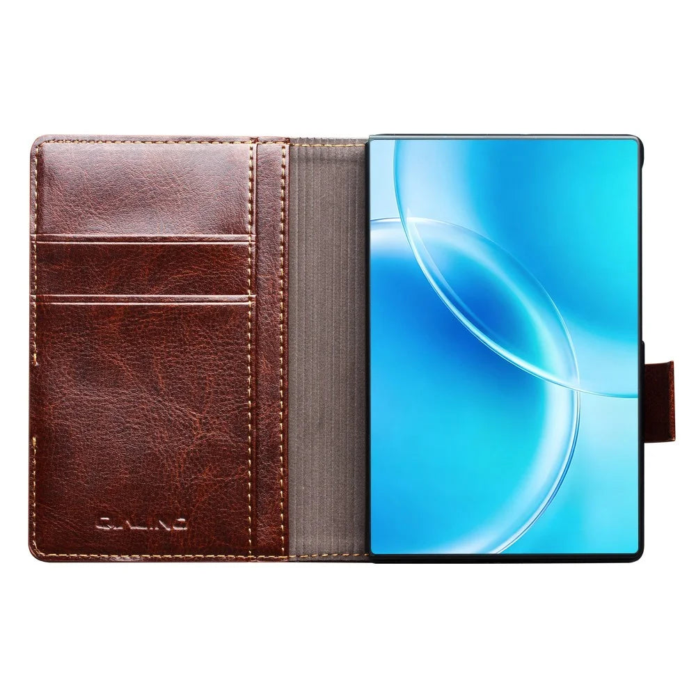 QIALINO For Samsung Galaxy Z Fold8 Case Genuine Cow Leather Stand Wallet Phone Cover - Brown - 3