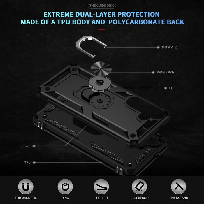 For Samsung Galaxy S26 FE Case PC + TPU Phone Cover with Kickstand - Black - 7