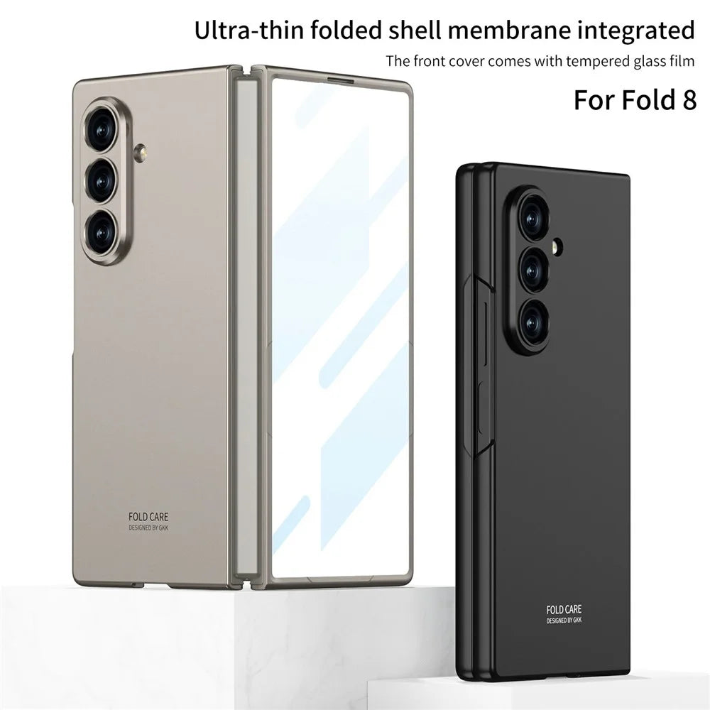 GKK For Samsung Galaxy Z Fold8 Ultra Case Hard PC Anti-Scratch Phone Cover with Tempered Glass Film - Titanium Grey - 2