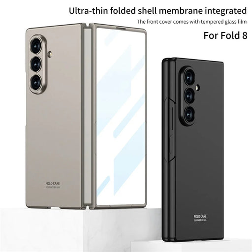 GKK For Samsung Galaxy Z Fold8 Ultra Case Hard PC Anti-Scratch Phone Cover with Tempered Glass Film - Titanium Grey - 2