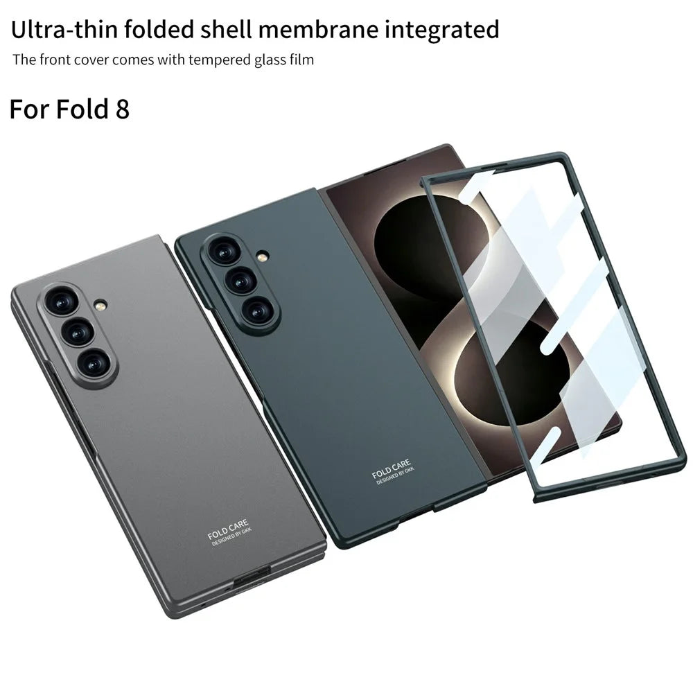 GKK For Samsung Galaxy Z Fold8 Ultra Case Hard PC Anti-Scratch Phone Cover with Tempered Glass Film - Titanium Grey - 6