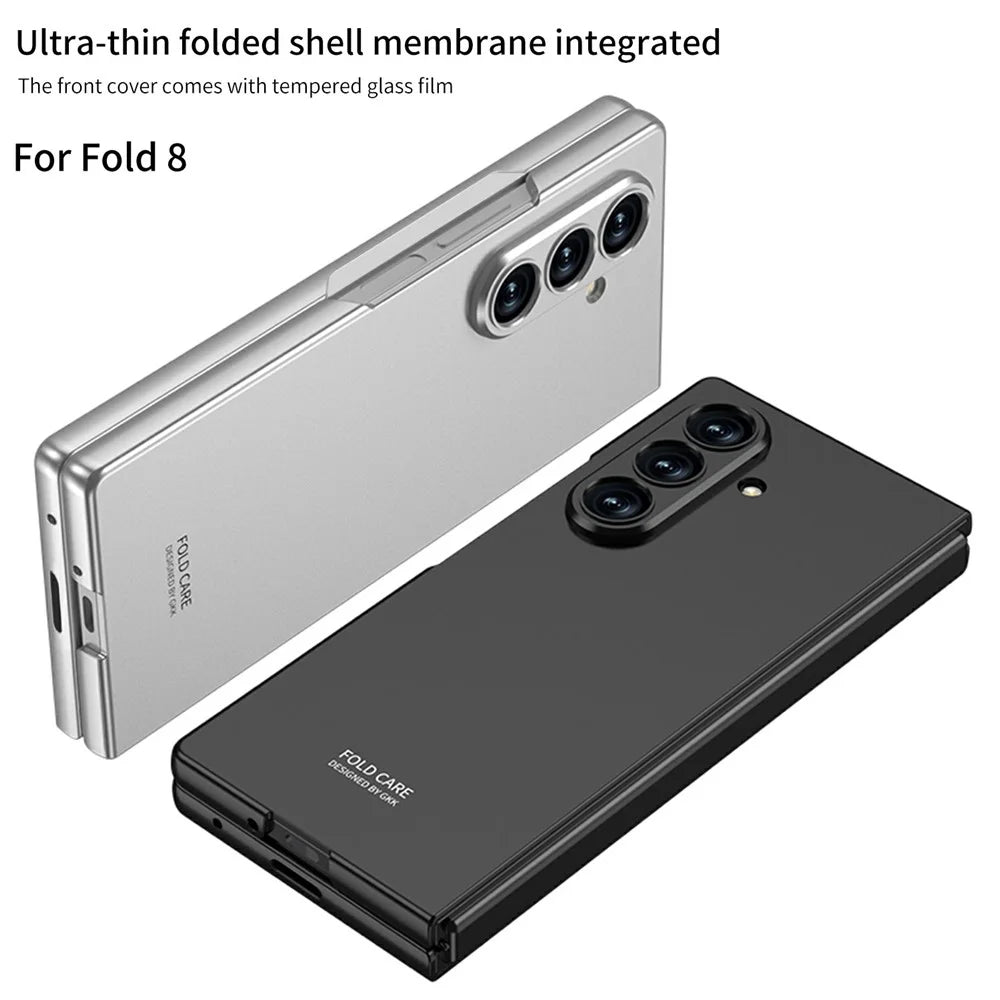GKK For Samsung Galaxy Z Fold8 Ultra Case Hard PC Anti-Scratch Phone Cover with Tempered Glass Film - Titanium Grey - 7