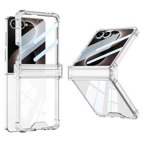GKK For Samsung Galaxy Z Flip8 Case with Back Film Airbag Hinge Protection Shockproof TPU Phone Cover - Transparent - 1