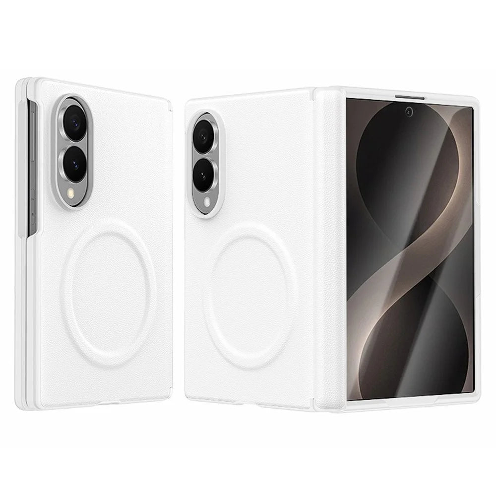 GKK for Samsung Galaxy Z Fold8 Magnetic Case Hinge Protection Leather + PC Phone Cover with Screen Protector - White - 1