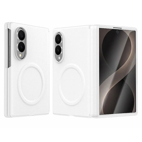 GKK for Samsung Galaxy Z Fold8 Magnetic Case Hinge Protection Leather + PC Phone Cover with Screen Protector - White - 1