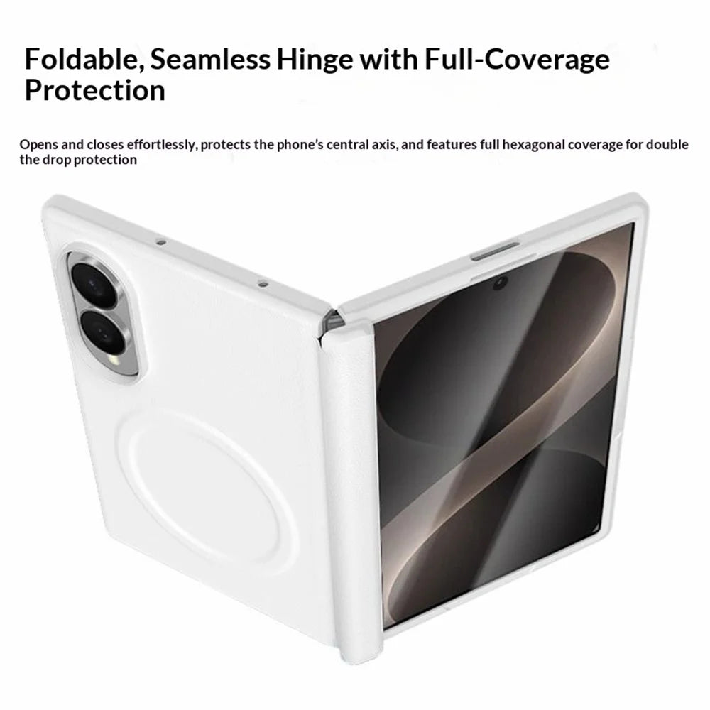 GKK for Samsung Galaxy Z Fold8 Magnetic Case Hinge Protection Leather + PC Phone Cover with Screen Protector - White - 5