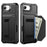 For iPhone 17e  /  16e Case Card Holder Leather + TPU Anti-drop Phone Cover - Black - 1