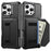 For iPhone 16 Pro Case Card Holder Leather + TPU Anti-drop Phone Cover - Black - 1