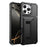 For iPhone 16 Pro Case Card Holder Leather + TPU Anti-drop Phone Cover - Black - 2