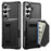 For Samsung Galaxy A27 5G Case Card Holder Leather + TPU Anti-drop Phone Cover - Black - 1