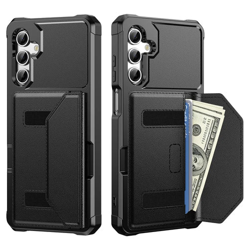 For Samsung Galaxy A16 5G  /  A16 4G  /  M16 5G  /  F16 5G Case Card Holder Leather + TPU Anti-drop Phone Cover - Black - 1