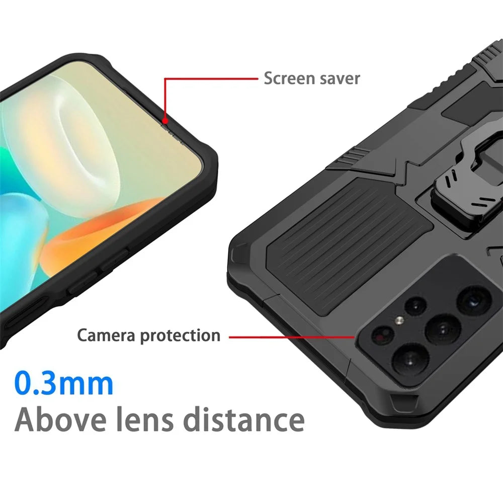 MechWarrior Project for Samsung Galaxy S23 Ultra TPU + PC Impact Resistant Phone Case Belt Clip Holster Cover with Kickstand - Black - 5