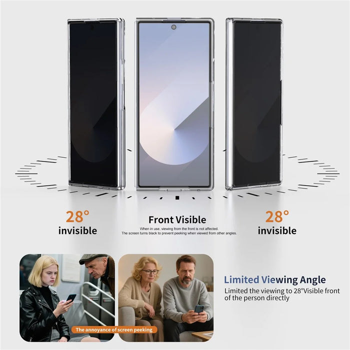 For Samsung Galaxy Z Fold7 5G Magnetic Case Clear PC Phone Cover with Privacy Screen Protector - Transparent - 3