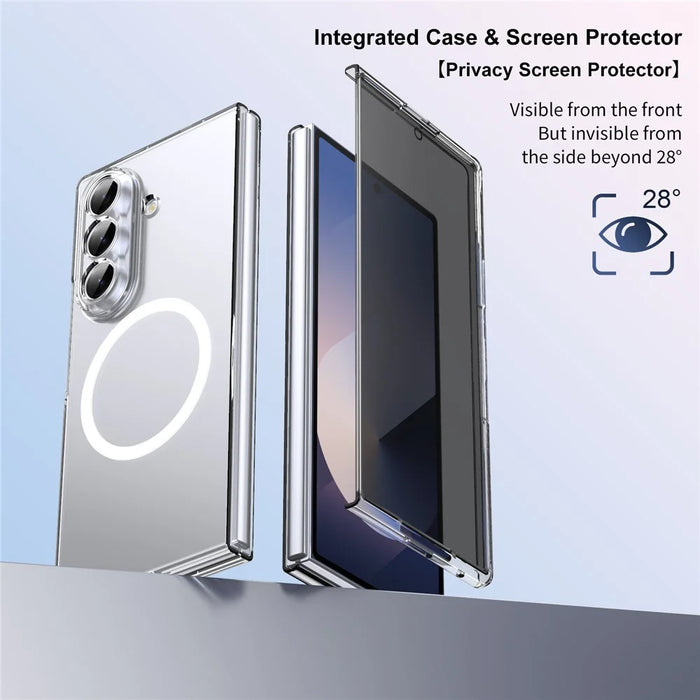 For Samsung Galaxy Z Fold7 5G Magnetic Case Clear PC Phone Cover with Privacy Screen Protector - Transparent - 4