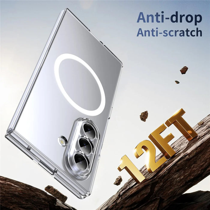 For Samsung Galaxy Z Fold7 5G Magnetic Case Clear PC Phone Cover with Privacy Screen Protector - Transparent - 7