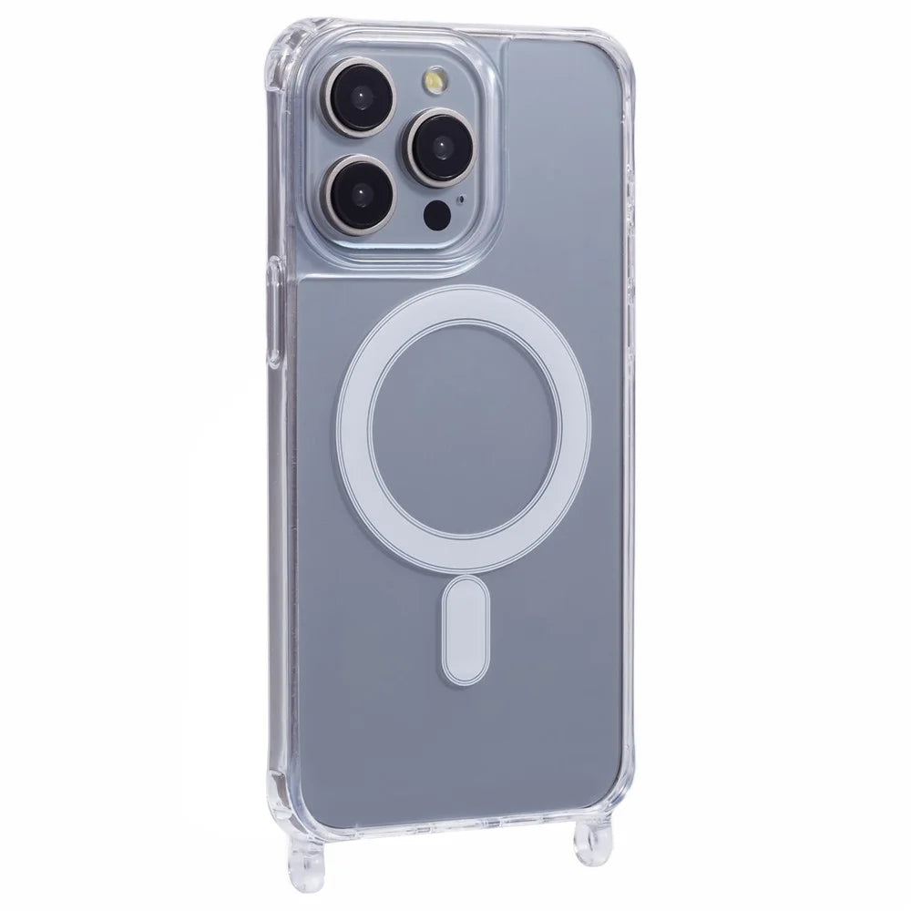 For iPhone 14 Pro Case Compatible with MagSafe TPU+PC 1.5mm Clear Phone Cover with Lanyard Holes - 1