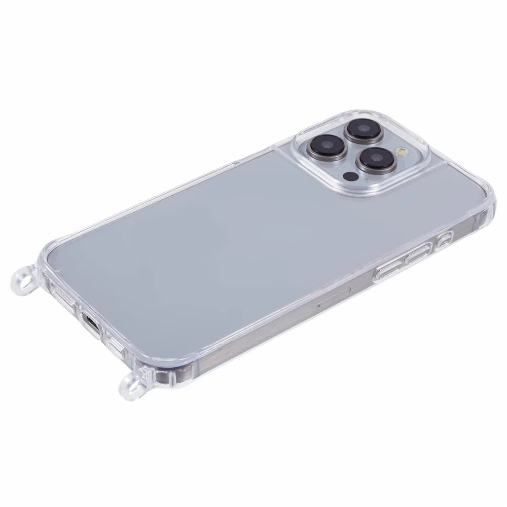 For iPhone 13 Pro Case PC+TPU 1.5mm Clear Phone Cover with Lanyard Holes - 4